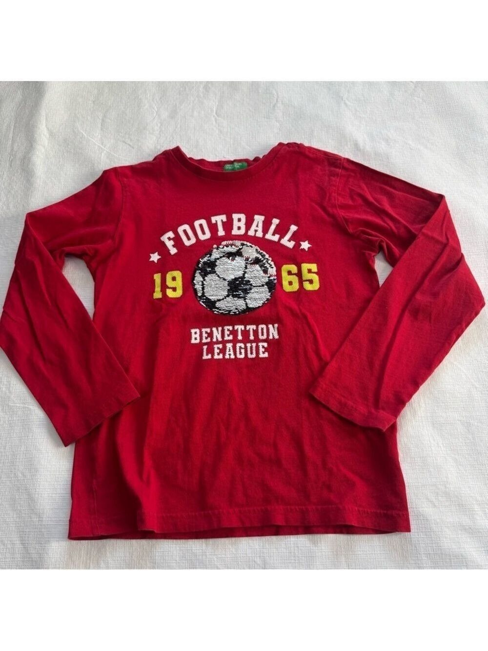 United Colors Of Benetton Kids Red Football Graphic Long Sleeve Tee